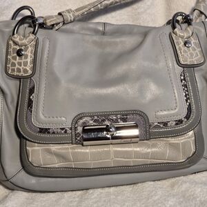 Coach Gray Leather Shoulder Bag